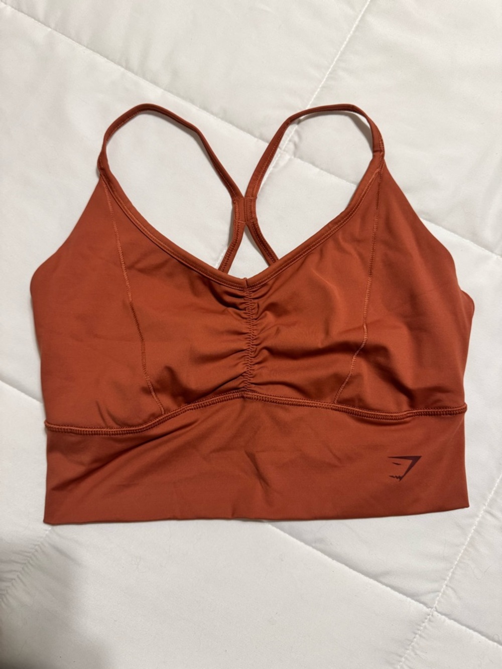 Gymshark Rust Orange Workout Bra and Bike Shorts Set Size Medium - Picture 4 of 5
